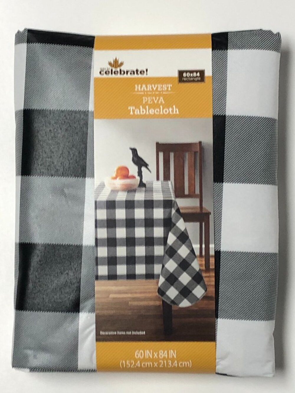 Black & White Buffalo Check Peva Tablecloth 60"x84" Rectangle Fall Christmas New